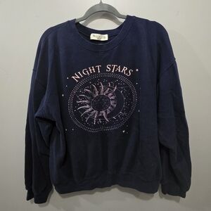 Night Stars Navy Blue Sweatshirt Cosmic